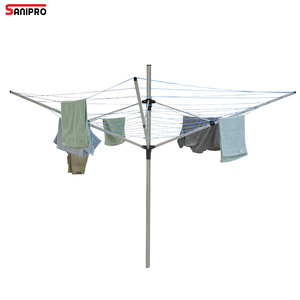 SANIPRO Grand Séchoir Rotatif Rétractable <span class=keywords><strong>de</strong></span> 50m en Forme <span class=keywords><strong>de</strong></span> <span class=keywords><strong>Parapluie</strong></span>, Étendoir à Linge Pliant pour <span class=keywords><strong>Jardin</strong></span>, Séchoir à Vêtements Extérieur - Product Image 1