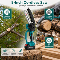 Tronçonneuse sans fil 20V 850W 6000 tr/min haute vitesse 6 ms, 6-8 pouces, avec poignée de protection, batterie lithium-ion rechargeable, pour le bricolage et la coupe du bois