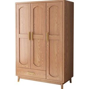 Armario de Madera Maciza de Fresno de Tres Puertas, Estilo Nórdico Minimalista, Ahorro de Espacio para Dormitorio - Product Image 5
