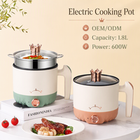 Cuisinière à riz électrique multifonctionnelle Great Bear 1,8 L, poêle à frire en acier inoxydable avec revêtement antiadhésif, cuiseur vapeur électrique double couche