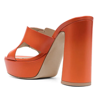 Sandales à plateforme pour femmes, à boucle, orange, à talon épais, à enfiler