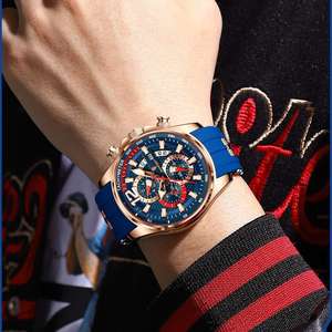 นาฬิกาข้อมือ POEDAGAR 898 กันน้ำ ดีไซน์หรูหรา แฟชั่นธุรกิจ สำหรับผู้ชาย พร้อมปฏิทิน สายซิลิโคน ควอตซ์ ลำลอง - Product Image 4