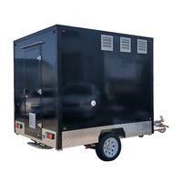 Nouvelle remorque mobile de 3 mètres à 4 roues avec barre de remorquage, construction en aluminium et fibre de verre, pour service de restauration rapide, de snacks et de traiteur