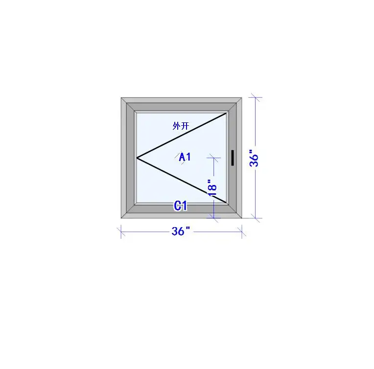 American Style High Security Aluminum Double glazed 36 x 36 casement window Examples