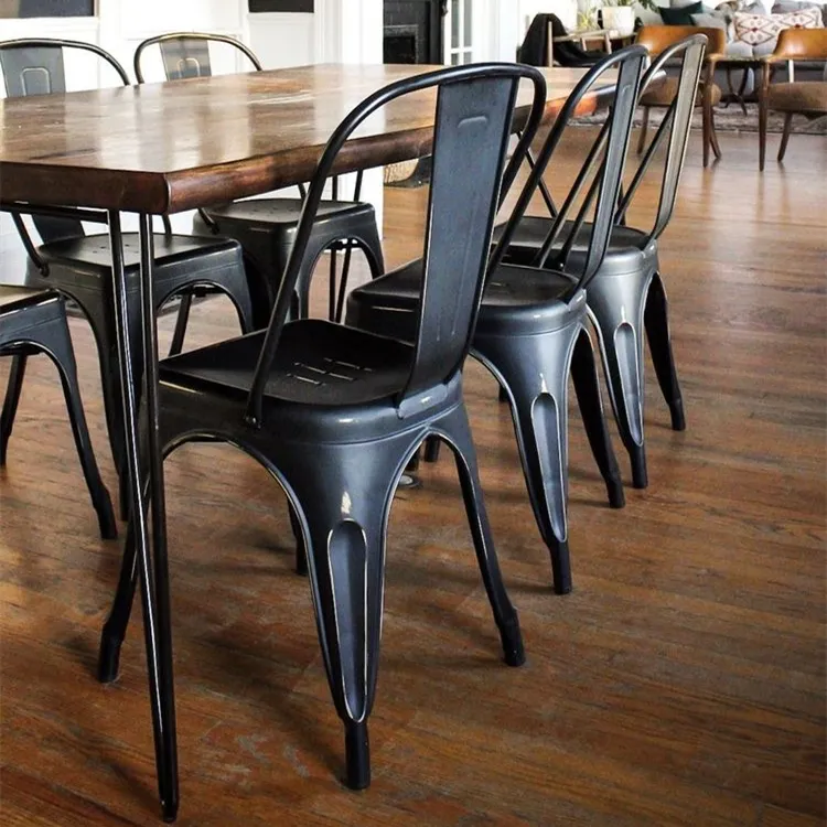 Wholesale price iron vintage industrial Stackable cafe chair restaurant metal dining chair