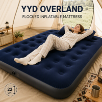 Matelas gonflable floqué YYD OVERLAND 203 cm, lit d'air double 22 cm d'épaisseur, lit de camping avec oreiller pour tente extérieure