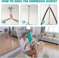Chaise suspendue en hamac, chaise suspendue avec poche, barre de support en acier détachable, 2 coussins doux pour l'intérieur et l'extérieur