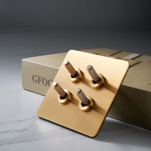 朗格奥黄铜肘节墙壁开关英国标准不锈钢面板金属电动复古滚花杆灯开关 - Product Image 3