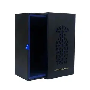 Custom Drawer Gift Box Luxury Rigid Cardboard Perfume Box With Suede Sponge Insert