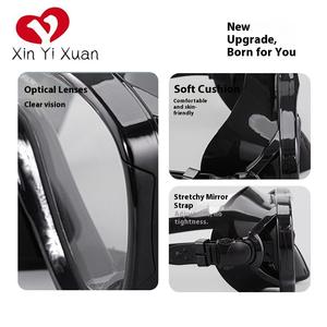 قناع غوص كامل للوجه بعدسة واحدة قابل للتعديل، مقاوم للماء، للرؤية الواسعة، مضاد للضباب، محمي من الأشعة فوق البنفسجية، منخفض الحجم للسباحة - Product Image 3