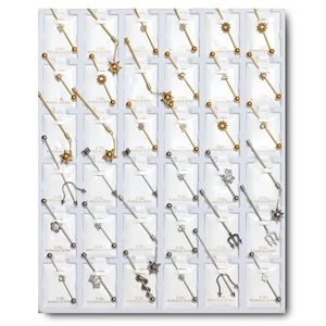 Set di 36 <span class=keywords><strong>Gioielli</strong></span> per <span class=keywords><strong>Piercing</strong></span> all'<span class=keywords><strong>Ombelico</strong></span> in Stili Misti per Donne, Anelli Colorati in Acrilico per <span class=keywords><strong>Ombelico</strong></span>, Mento, Sopracciglia e Lingua in Acciaio con Espositore - Product Image 3