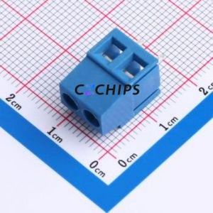 DB128L-5.0-2P-BU-S Screw Terminal Block Through hole Component (THT),P=5mm Connector 1x2P 5mm Blue Through Hole - Product Image 1