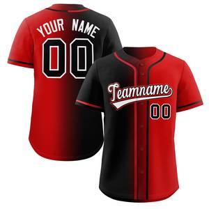 Custom Red White-Black Gradient Fashion Authentic <b>Baseball</b> Jersey - Product Image 1