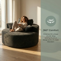 Sofá Circular Compacto, Sofá Tapizado Moderno de Volumen Reducido, Fácil de Instalar, Transporte Rápido, Muebles para Sala de Estar/Apartamento
