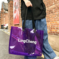 Sacs fourre-tout en PVC transparent personnalisés avec logo imprimé, imperméables, grande capacité, pour le shopping