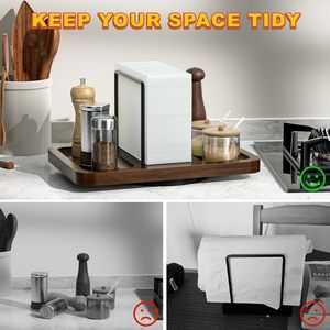 Wooden <b>Rotating</b> Tissue Holder With Condiment Organizer Kitchen Storage <b>Rack</b> For Paper Towel And <b>Spices</b> - Product Image 5