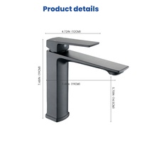 Robinet Mitigeur Carré Noir Mat en Alliage de Zinc pour Lavabo de Salle de Bain, Monocommande à Capteur Tactile, Montage sur Plateau, Cartouche Céramique