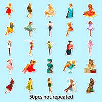Autocollants découpés à la forme de filles pin-up rétro, autocollants en vinyle imperméables, autocollants en PVC autocollants, ensemble d'autocollants mignons de filles de dessin animé, décoration pour ordinateur portable