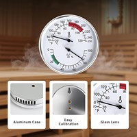 Termómetro Higrómetro de Aluminio para Sauna de 4 Pulgadas con Pantalla Analógica de Alta Precisión, Lectura Rápida, Escala Dual F/C