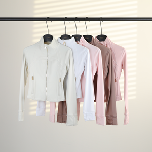 Veste de sport <span class=keywords><strong>Lulu</strong></span> personnalisée avec logo pour femme, haut court de yoga à manches longues avec trous pour les pouces, col montant, vêtement de sport actif - Product Image 5