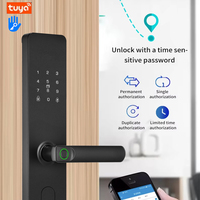 Serrure Électrique Intelligente KROVI G09 en Acier Noir avec Carte Mémoire pour Déverrouillage par Mot de Passe, Contrôle via Application Tuya/TTLOCK pour Porte de Classe C