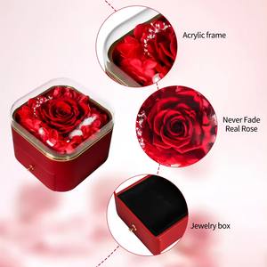 Cadeau de la Saint-Valentin 2026 : Collier et Bague dans une Boîte à Bijoux en Acrylique <span class=keywords><strong>avec</strong></span> Rose Éternelle Conservée, Idéal pour Maman ou Femme - Product Image 5