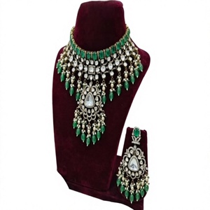 Ensemble collier et boucles d'oreilles en laiton plaqué or de qualité supérieure, serti de zircon, pour femme, idéal pour mariage, fiançailles, anniversaire, fête, cadeau - Product Image 2