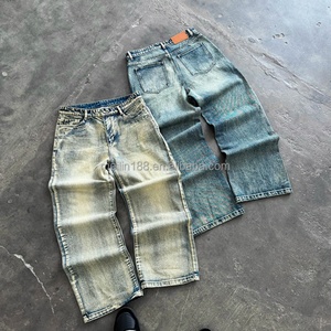 Manufacturer Custom High Quality Vintage Denim Pants Acid Wash Heavyweight <b>Jeans</b> Oversized Baggy <b>Jeans</b> Men - Product Image 1