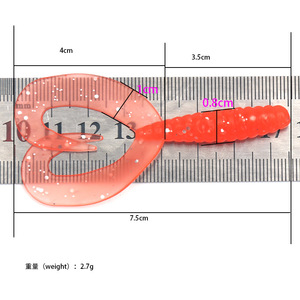 Señuelo Softworm de 7.5cm con doble cola de silicona, cebo artificial para pesca de lubina en agua dulce - Product Image 3