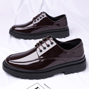 Mocassins décontractés pour hommes grandes tailles 38-48, noirs et marron brillants, à lacets, rehaussants, respirants, pour printemps, été, hiver - Product Image 4