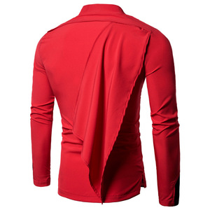 Camicia da <span class=keywords><strong>uomo</strong></span> con colletto rialzato a maniche lunghe con taglio di personalità Slim da <span class=keywords><strong>uomo</strong></span> anche sciarpa sottile e Casual camicia da <span class=keywords><strong>uomo</strong></span> - Product Image 2