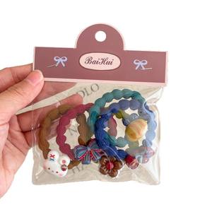 Nouveau lot de 5 bandeaux pour enfants à motifs de dessins animés pour l'automne et l'hiver, <span class=keywords><strong>coiffure</strong></span> chignon très élastique, accessoire capillaire mignon en sachet - Product Image 5