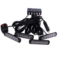 Lampu Grill Mobil LED-06T-4 12V 24 Pcs Baru, Lampu Flash Darurat, Lampu Strobo untuk Truk Kerja