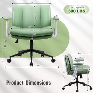 Silla Criss Cross con Reposabrazos Abatibles, Silla de Oficina Moderna de Cuero Verde, Ergonómica, con Patas Cruzadas, Altura Ajustable - Product Image 2