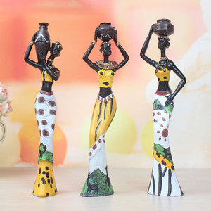Set di 3 Statuette Femminili Africane in Resina Personalizzate, Decorazioni per la Casa, Regalo, Figurine di Donne Africane - Product Image 2