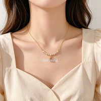 Collier chaîne à maillons claviculaires unisexe en acier inoxydable, micro-incrusté de pierres en résine florale, style sportif et polyvalent, électroplaqué, pour mariage