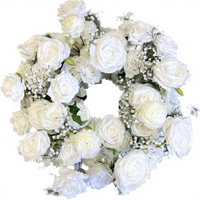 Bunga Mawar Pernikahan Babys-Breath Sutra Buatan, Dekorasi Meja Mewah Warna Putih, Rangkaian Lilin Model JD-B-126