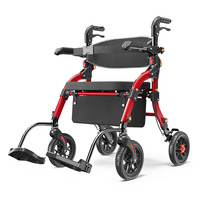 Déambulateur pliant portable pour personnes âgées, réglable, avec siège, pour le shopping et l'extérieur, aide à la mobilité avec accoudoirs