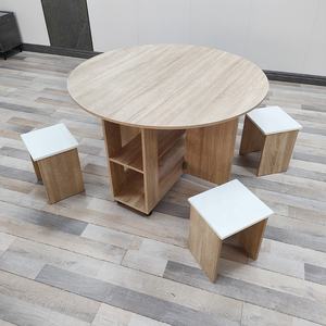 Table et chaise pliantes créatives Table basse ronde contemporaine en bois Table basse double pour salon - Product Image 4