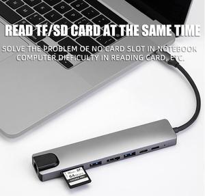 高端8合1 <span class=keywords><strong>USB</strong></span> <span class=keywords><strong>C</strong></span>集线器7合1 6合1 5合1 4合1单<span class=keywords><strong>USB</strong></span>连接高清SD <span class=keywords><strong>C</strong></span>型扩展坞对于笔记本电脑的<span class=keywords><strong>USB</strong></span> 3.0 - Product Image 5