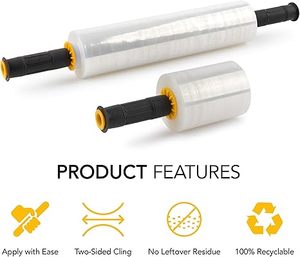 Juego de Rollos de Plástico para Envolver, Películas de 15 y 5 Pulgadas de Ancho con Asas, Total de 4000 Pies de Envoltura Transparente Autoadhesiva - Product Image 3