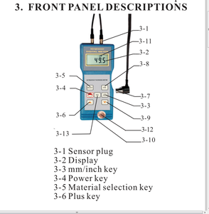 Jauge d'épaisseur en métal à ultrasons jauge d'épaisseur à ultrasons plage TM-8811 1.2 ~ 200 mm / 0.05 ~ 8 pouces - Product Image 4