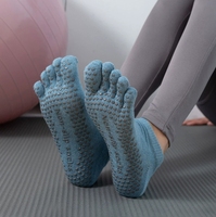Chaussettes de yoga pour femmes, cinq orteils, coton imprimé, antidérapantes, haute qualité, grip Pilates, chaussettes pleine longueur, invisibles, vente en gros