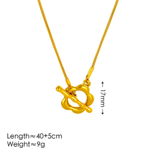 Elegante Collar de Acero Inoxidable 304 Chapado en Oro de 18K con Diseño de Flor Hueca de Cinco Pétalos y Cadena de Serpiente Hipoalergénica con Cierre OT para Mujer - Product Image 5
