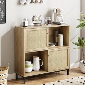 WDF Hot Selling Wood Storage Side Living Room Rattan <strong>Cabinet</strong> <strong>Small</strong> <strong>Sideboard</strong> <strong>Cabinet</strong> with Sliding Door - Product Image 6