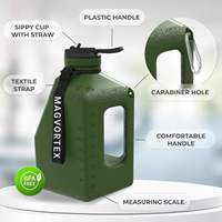 Botol Minum Olahraga Ramah Lingkungan 2.7L dengan Logo Kustom, Tempat Ponsel Magnetik, Kapasitas Besar, Berbagai Gaya Tutup