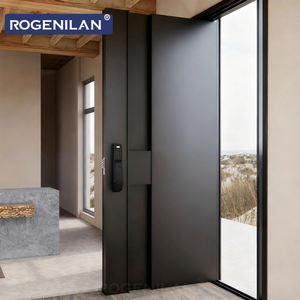 Portes d'<span class=keywords><strong>entrée</strong></span> de sécurité intelligentes modernes en aluminium noir Rogenilan, portes d'<span class=keywords><strong>entrée</strong></span> antivol pour maisons - Product Image 1