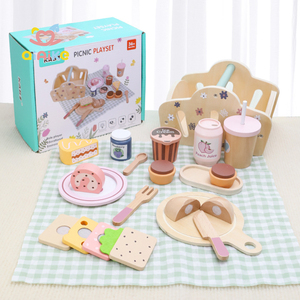 Ensemble de jouets de <span class=keywords><strong>cuisine</strong></span> de simulation pour bébé Qiaike, panier de pique-nique, jeu de rôle, jouets de dessert, jouet éducatif en bois pour enfants - Product Image 5