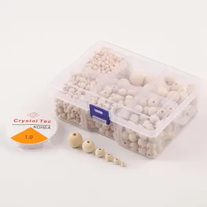 Kinder BASTEL-Set AUS HOLZPERLEN IM Box 1000 STK. Basteln Bunte Mischung Natur, Bunte Holz Perlen Set