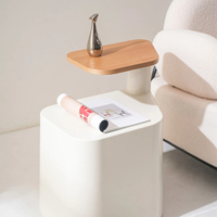 Mobilier Bazhou Japandi moderne de design nordique en plastique noir Table d'appoint de salon pivotante unique